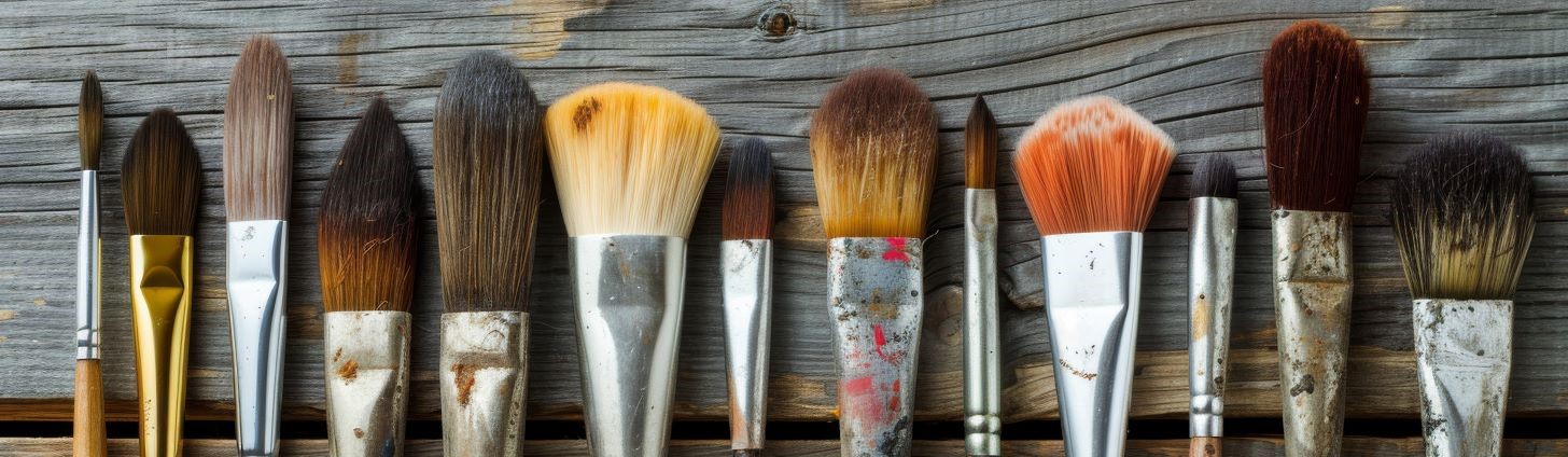 Tops end of the paint brushes